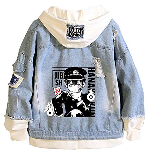 WANHONGYUE Anime Toilet-Bound Hanako Kun Denim Jacket Jeansjacke Damen Herren Hoodie Freizeitjacke Cosplay Kapuzenpullover Sweatshirt Mäntel Blau/4 S von WANHONGYUE