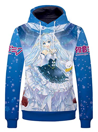 WANHONGYUE Anime Vocaloid Hatsune Miku 3D Digitaldruck Kapuzenpullover Sweatshirt Cosplay Kostüm Pulli Hoodie Sweater Tops Mantel 2 XXL von WANHONGYUE