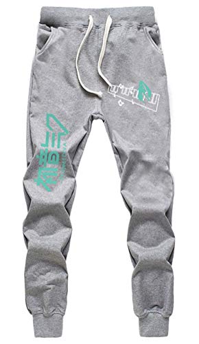 WANHONGYUE Anime Vocaloid Hatsune Miku Sweatpants Jogginghose Cosplay Kostüm Lange Trousers Sporthose Trainingsanzug mit Taschen Grau 5 XXL von WANHONGYUE