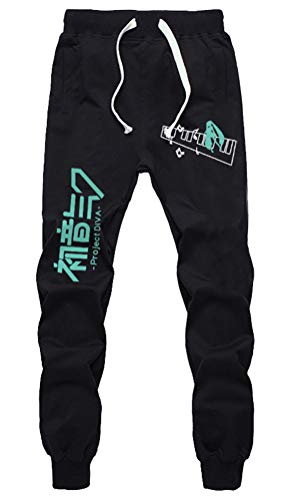 WANHONGYUE Anime Vocaloid Hatsune Miku Sweatpants Jogginghose Cosplay Kostüm Lange Trousers Sporthose Trainingsanzug mit Taschen Schwarz 5 M von WANHONGYUE