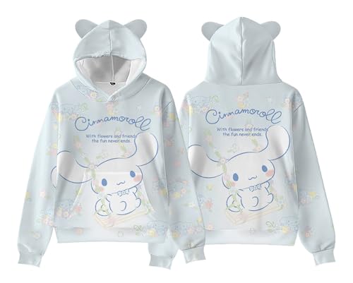 WANHONGYUE Cinnamoroll Hoodie Sweatshirt Cartoon 3D Print Long Sleeve Pullover Cute Cat Ears Hooded Sweater for Women Girls, Farbe/14, L WANHONGYUE Cinnamoroll Hoodie Sweatshirt Cartoon 3D Print Long Sleeve Pullover Cute Cat Ears Hooded Sweater for Women Girls, Farbe/14, L von WANHONGYUE