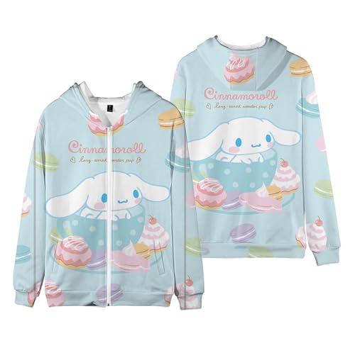 WANHONGYUE Anime Kapuzenpullover Sweatshirt Damen Fleecejacke mit Kapuze Mädchen Kapuzenpulli mit Reißverschluss Cartoon Langarm Pullover, Farbe/1, XXS von WANHONGYUE