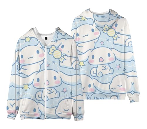 WANHONGYUE Cinnamoroll Kapuzenpullover Sweatshirt Damen Fleecejacke mit Kapuze Mädchen Kapuzenpulli mit Reißverschluss Cartoon Langarm Pullover, Farbe/15, L von WANHONGYUE