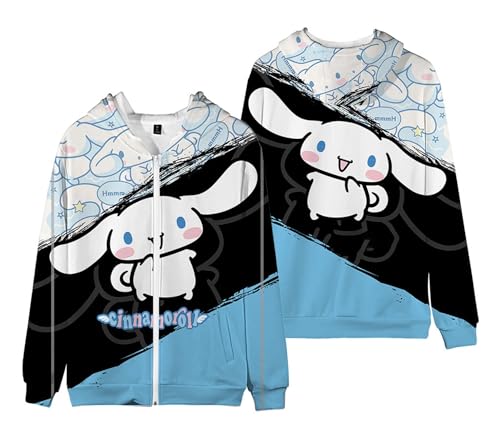 WANHONGYUE Anime Kapuzenpullover Sweatshirt Damen Fleecejacke mit Kapuze Mädchen Kapuzenpulli mit Reißverschluss Cartoon Langarm Pullover, Farbe/16, L von WANHONGYUE
