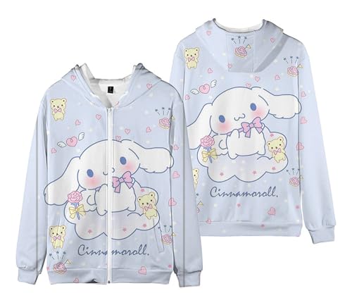 WANHONGYUE Anime Kapuzenpullover Sweatshirt Damen Fleecejacke mit Kapuze Mädchen Kapuzenpulli mit Reißverschluss Cartoon Langarm Pullover, Farbe/9, L von WANHONGYUE
