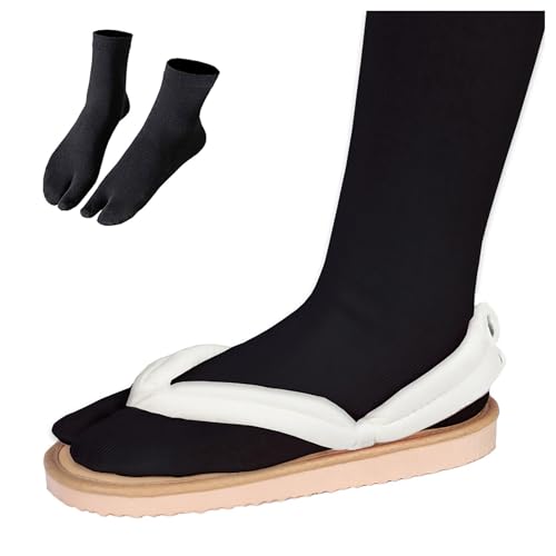 WANHONGYUE Clogs für Agatsuma Zenitsu Uzui Tengen Cosplay Japanische Geta Schuhe Sandalen Flip Flops mit Tabi Socken, b, Erwachsene EU 44-45 von WANHONGYUE