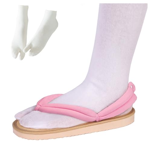 WANHONGYUE Clogs für Kamado Nezuko Kanroji Mitsuri Cosplay Japanische Geta Schuhe Sandalen Flip Flops mit Tabi Socken, b, Erwachsene EU 38-39 von WANHONGYUE