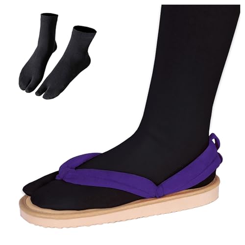 WANHONGYUE Clogs für Kochou Shinobu Cosplay Japanische Geta Schuhe Sandalen Flip Flops mit Tabi Socken, b, Erwachsene EU 38-39 von WANHONGYUE