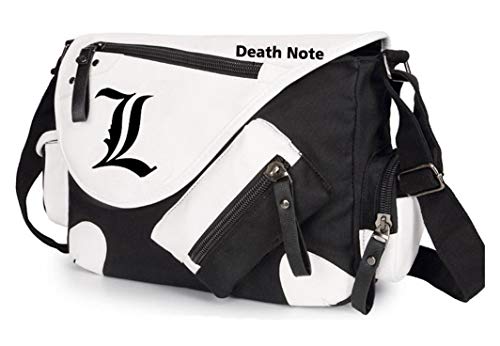 WANHONGYUE Death Note Anime Messenger Bag Canvas Umhängetasche Kuriertasche Schultertasche für Reise Arbeit und Schule Schwarz / 1 von WANHONGYUE