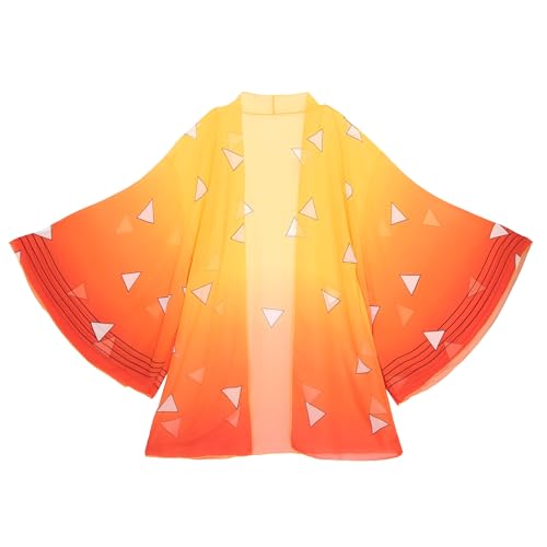 WANHONGYUE Demon Slayer Agatsuma Zenitsu Bikini Cover Up Damen Strand Umhang Transluzent Sommer Cardigan Kimetsu no Yaiba Anime Cosplay Kostüm, Einheitsgröße von WANHONGYUE