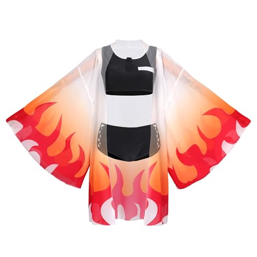 WANHONGYUE Demon Slayer Rengoku Kyoujurou 3 Stück Badeanzug Damen mit Cover Up Sommer Tankini Set Bikini Strandkleidung Bademode Cosplay Kostüme, S von WANHONGYUE