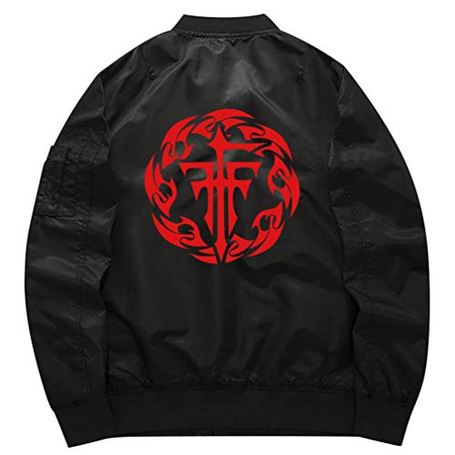 WANHONGYUE Group FFF Anime Flieger Bomberjacke Damen Herren Cosplay Kurz Harrington Piloten Jacket Windbreaker Outwear Mantel Schwarz 1 M von WANHONGYUE