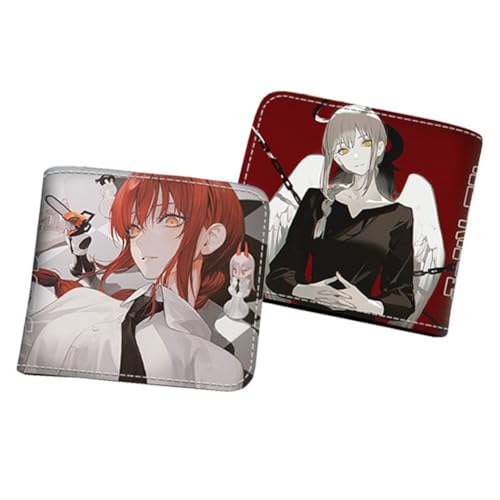 WANHONGYUE Herren Bifold Wallet Chainsaw Man Anime Bild gedruckt Brieftaschen für Frauen mit 6 Slots 1 ID-Fenster Schwarz /4 von WANHONGYUE