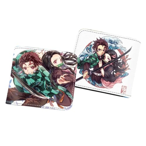 WANHONGYUE Herren Bifold Wallet Demon Slayer Anime Bild gedruckt Brieftaschen für Frauen mit 6 Slots 1 ID-Fenster Schwarz /1 von WANHONGYUE