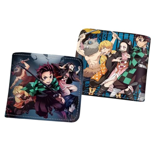 WANHONGYUE Herren Bifold Wallet Demon Slayer Anime Bild gedruckt Brieftaschen für Frauen mit 6 Slots 1 ID-Fenster Schwarz /15 von WANHONGYUE