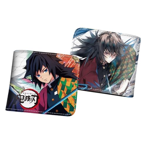 WANHONGYUE Herren Bifold Wallet Demon Slayer Anime Bild gedruckt Brieftaschen für Frauen mit 6 Slots 1 ID-Fenster Schwarz /3 von WANHONGYUE