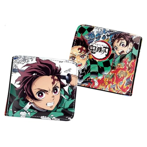 WANHONGYUE Herren Bifold Wallet Demon Slayer Anime Bild gedruckt Brieftaschen für Frauen mit 6 Slots 1 ID-Fenster Schwarz /5 von WANHONGYUE