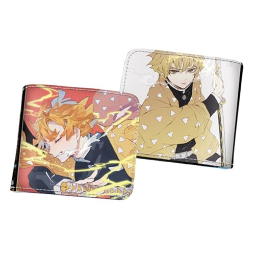 WANHONGYUE Herren Bifold Wallet Demon Slayer Anime Bild gedruckt Brieftaschen für Frauen mit 6 Slots 1 ID-Fenster Schwarz /8 von WANHONGYUE