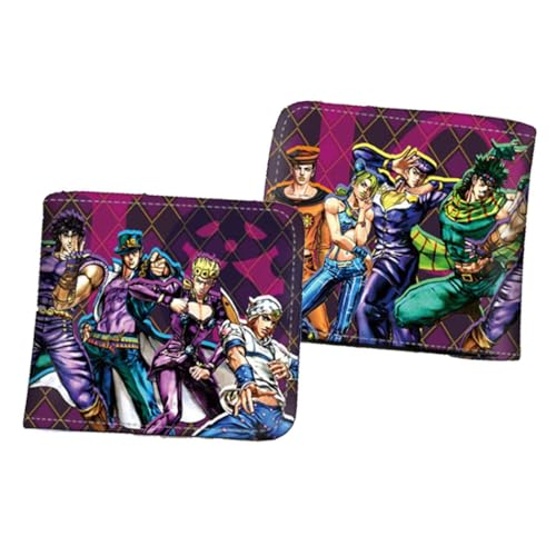 WANHONGYUE Herren Bifold Wallet JoJo's Bizarre Adventure Anime Bild gedruckt Brieftaschen für Frauen mit 6 Slots 1 ID-Fenster Schwarz /1 von WANHONGYUE