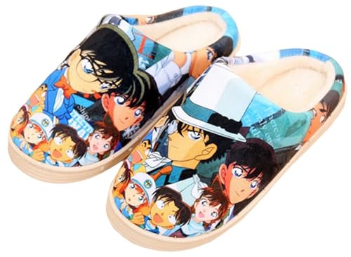 WANHONGYUE Japanese Anime Detective Conan Hausschuhe Damen Herren Plüsch Pantoffeln Rutschfest House Slippers Winter Warme Schlappen von WANHONGYUE