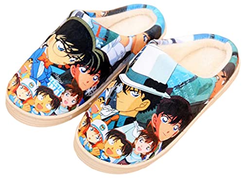 WANHONGYUE Japanese Anime Detective Conan Hausschuhe Damen Herren Plüsch Pantoffeln Rutschfest House Slippers Winter Warme Schlappen von WANHONGYUE