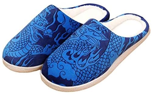 WANHONGYUE Japanese Anime Dragon Stil Hausschuhe Damen Herren Weiche Plüsch Pantoffeln Rutschfest House Slippers Winter Warme Schlappen von WANHONGYUE