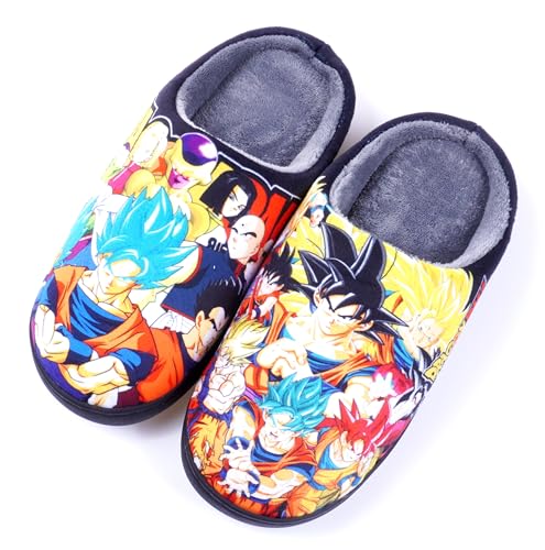 WANHONGYUE Japanese Anime Manga Slippers Women Men Fuzzy House Slippers with Rubber Sole Winter Warm Indoor Outdoor Anti-slip Shoes von WANHONGYUE