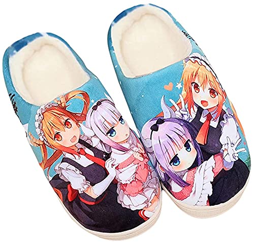 WANHONGYUE Japanese Anime Miss Kobayashi s Dragon Maid Hausschuhe Damen Herren Weiche Plüsch Pantoffeln Rutschfest House Slippers Winter Warme Schlappen von WANHONGYUE