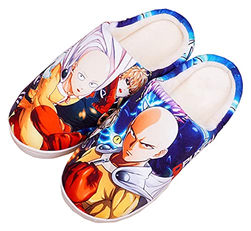 WANHONGYUE Japanese Anime One Punch Man Saitama Hausschuhe Damen Herren Weiche Plüsch Pantoffeln Rutschfest House Slippers Winter Warme Schlappen von WANHONGYUE