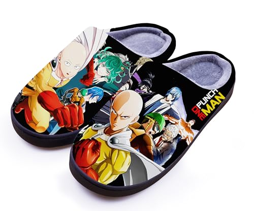 WANHONGYUE Japanese Anime One Punch Man Slippers Women Men Fuzzy House Slippers with Rubber Sole Winter Warm Indoor Outdoor Anti-slip Shoes von WANHONGYUE