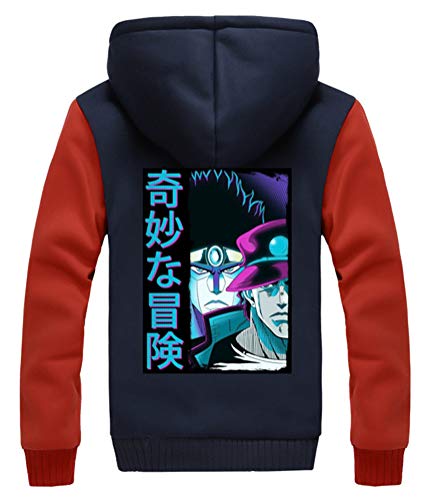 WANHONGYUE JoJo’s Bizarre Adventure Anime Winterjacke Mit Kapuze Fleece-Innenseite Dicke Hoodie Jacket Reißverschluss Plus Samt Strickjacke Kapuzenpullover Sweatshirt Mantel 831/26 L von WANHONGYUE
