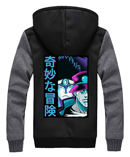 WANHONGYUE JoJo’s Bizarre Adventure Anime Winterjacke Mit Kapuze Fleece-Innenseite Dicke Hoodie Jacket Reißverschluss Plus Samt Strickjacke Kapuzenpullover Sweatshirt Mantel 831/32 S von WANHONGYUE