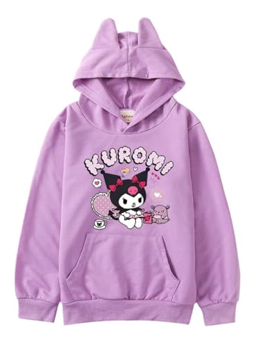 WANHONGYUE Anime Kuro-mi Hoodie Sweatshirt Noos Kapuzenpullover Langarm Pulli Sweatjacke mit Ohren Kapuze Petite Damen Mädchen, Lila, Size S von WANHONGYUE
