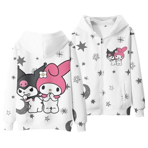 WANHONGYUE Kuromi Kapuzen-Sweatshirt Cartoon Hoodie Kapuzenpulli mit Reißverschluss Langarmpullover für Frauen Mädchen, Style 12, M von WANHONGYUE