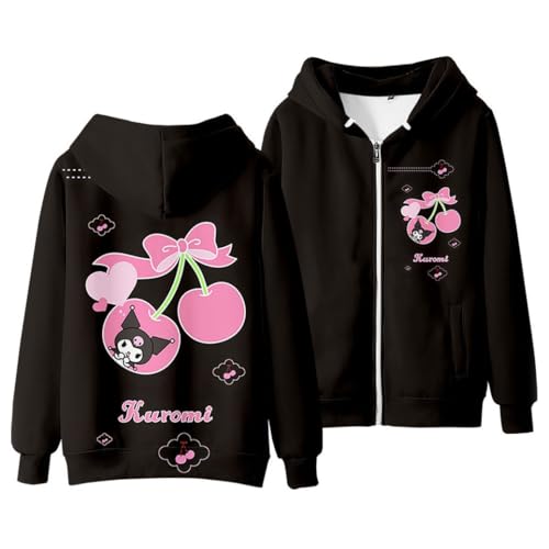 WANHONGYUE Kuromi Kapuzen-Sweatshirt Cartoon Hoodie Kapuzenpulli mit Reißverschluss Langarmpullover für Frauen Mädchen, Style 4, S WANHONGYUE Kuromi Kapuzen-Sweatshirt Cartoon Hoodie Kapuzenpulli mit Reißverschluss Langarmpullover für Frauen Mädchen, Style 4, S von WANHONGYUE