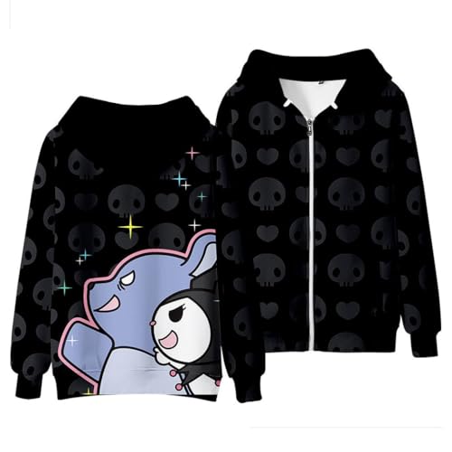 WANHONGYUE Kuromi Kapuzen-Sweatshirt Cartoon Hoodie Kapuzenpulli mit Reißverschluss Langarmpullover für Frauen Mädchen, Style 5, M WANHONGYUE Kuromi Kapuzen-Sweatshirt Cartoon Hoodie Kapuzenpulli mit Reißverschluss Langarmpullover für Frauen Mädchen, Style 5, M von WANHONGYUE