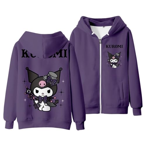 WANHONGYUE Kuromi Kapuzen-Sweatshirt Cartoon Hoodie Kapuzenpulli mit Reißverschluss Langarmpullover für Frauen Mädchen, Style 7, 2XL von WANHONGYUE