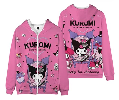 WANHONGYUE Damen Kapuzenpullover Sweatshirt Fleecejacke mit Kapuze Mädchen Kapuzenpulli mit Reißverschluss Cartoon Langarm Pullover, Farbe/16, XL von WANHONGYUE