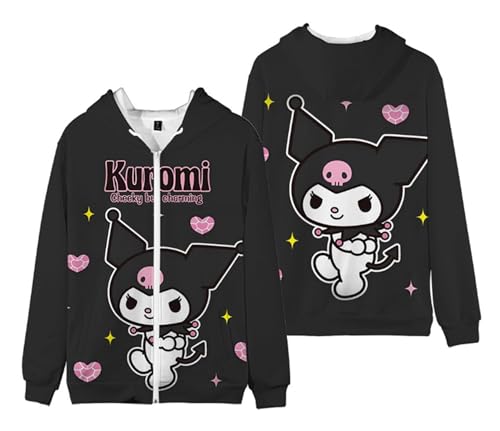 WANHONGYUE Kuromi Kapuzenpullover Sweatshirt Damen Fleecejacke mit Kapuze Mädchen Kapuzenpulli mit Reißverschluss Cartoon Langarm Pullover, Farbe/24, XXL WANHONGYUE Kuromi Kapuzenpullover Sweatshirt Damen Fleecejacke mit Kapuze Mädchen Kapuzenpulli mit Reißverschluss Cartoon Langarm Pullover, Farbe/24, XXL von WANHONGYUE