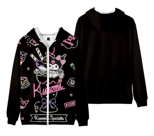 WANHONGYUE Damen Kapuzenpullover Sweatshirt Fleecejacke mit Kapuze Mädchen Kapuzenpulli mit Reißverschluss Cartoon Langarm Pullover, Farbe/7, 3XS von WANHONGYUE