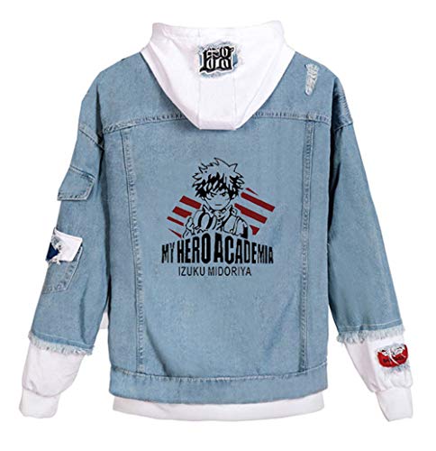 WANHONGYUE My Hero Academia Anime Hoodie Denim Jacket Cosplay Kostüm Jeansjacke Outwear Sweatshirt Pulli Mäntel Blau/1 XS von WANHONGYUE