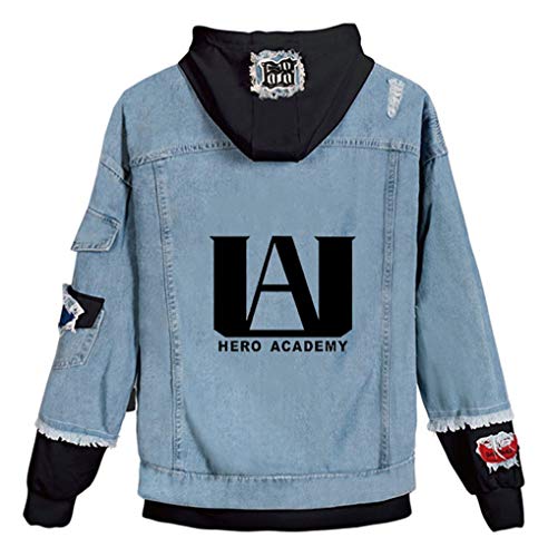 WANHONGYUE My Hero Academia Anime Hoodie Denim Jacket Cosplay Kostüm Jeansjacke Outwear Sweatshirt Pulli Mäntel Blau/20 L von WANHONGYUE