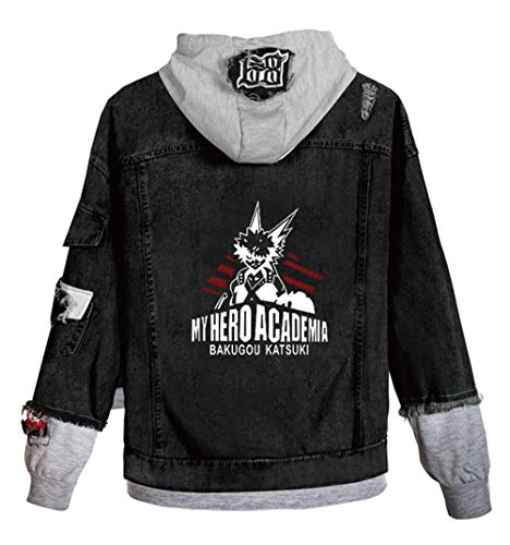 WANHONGYUE My Hero Academia Anime Hoodie Denim Jacket Cosplay Kostüm Jeansjacke Outwear Sweatshirt Pulli Mäntel Schwarz/13 L von WANHONGYUE