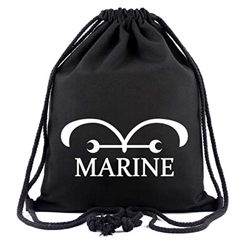 WANHONGYUE One Piece Marine Anime Sporttasche Turnbeutel Training Tasche Gym Sack Drawstring Bag Schwarz-7 von WANHONGYUE