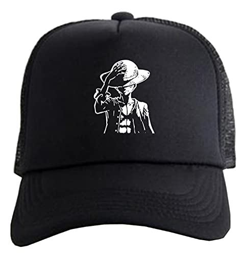 WANHONGYUE One Piece Monkey D Luffy Anime Baseball Cap für Damen Herren Verstellbar Baseballkappe Trucker Mesh Cap Snapback Sonnenhut Mütze 1052/2 von WANHONGYUE
