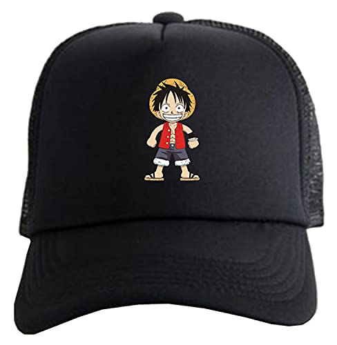 WANHONGYUE One Piece Monkey D Luffy Anime Baseball Cap für Damen Herren Verstellbar Baseballkappe Trucker Mesh Cap Snapback Sonnenhut Mütze 1052/3 von WANHONGYUE