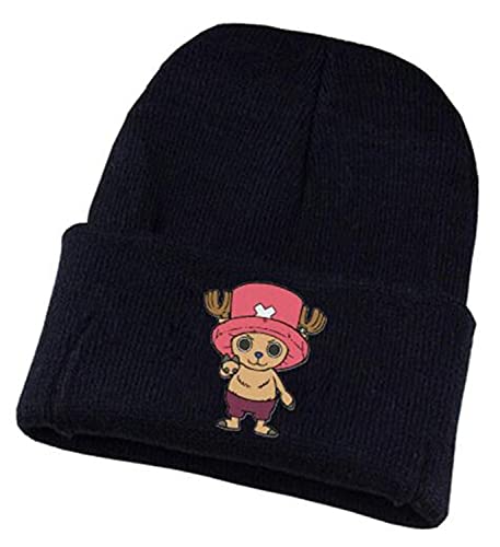 WANHONGYUE One Piece Monkey D Luffy Anime Beanie Strickmütze für Damen und Herren Unisex Weiche Cuffed Plain Hat Warme Winter Mütze Skullcap Schwarz/22 von WANHONGYUE