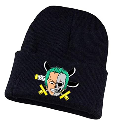 WANHONGYUE One Piece Monkey D Luffy Anime Beanie Strickmütze für Damen und Herren Unisex Weiche Cuffed Plain Hat Warme Winter Mütze Skullcap Schwarz/7 von WANHONGYUE