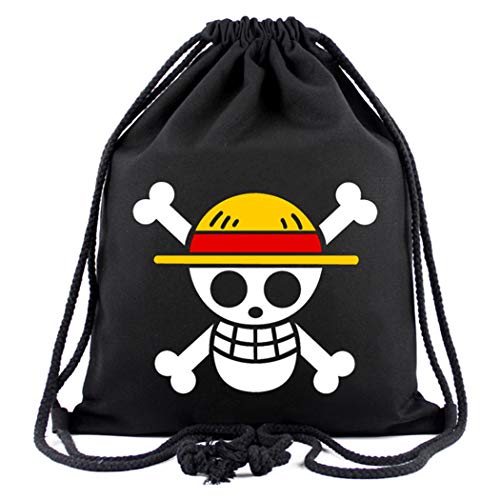 WANHONGYUE One Piece Monkey D. Luffy Anime Sporttasche Turnbeutel Training Tasche Gym Sack Drawstring Bag Schwarz-1 von WANHONGYUE