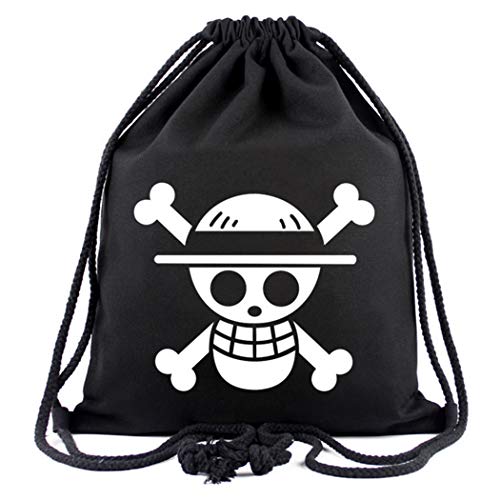 WANHONGYUE One Piece Monkey D. Luffy Anime Sporttasche Turnbeutel Training Tasche Gym Sack Drawstring Bag Schwarz-3 von WANHONGYUE